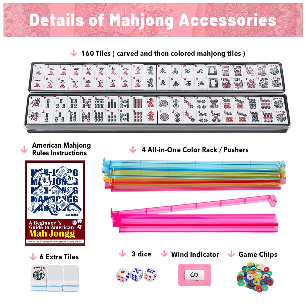 American Mahjong Set with 166 Blue Tiles and Racks K187