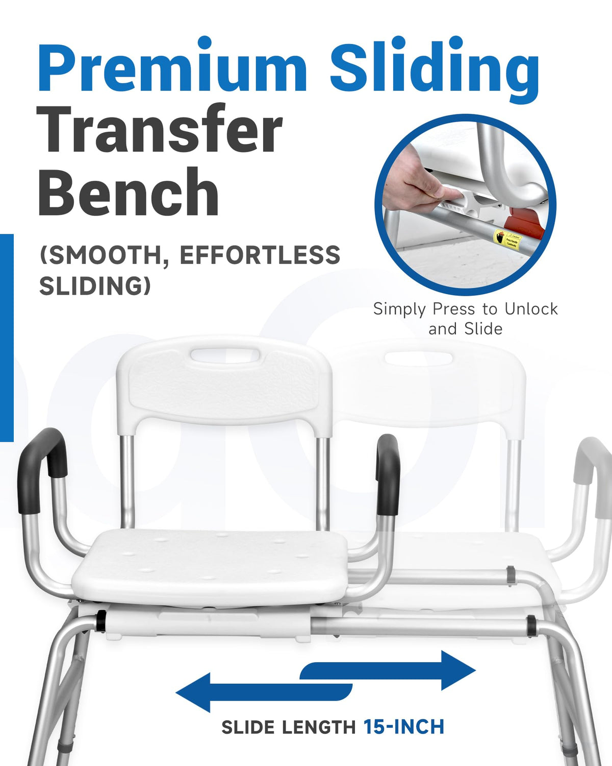 Sliding Shower Chair with 360⁰ Swivel Seat P298144
