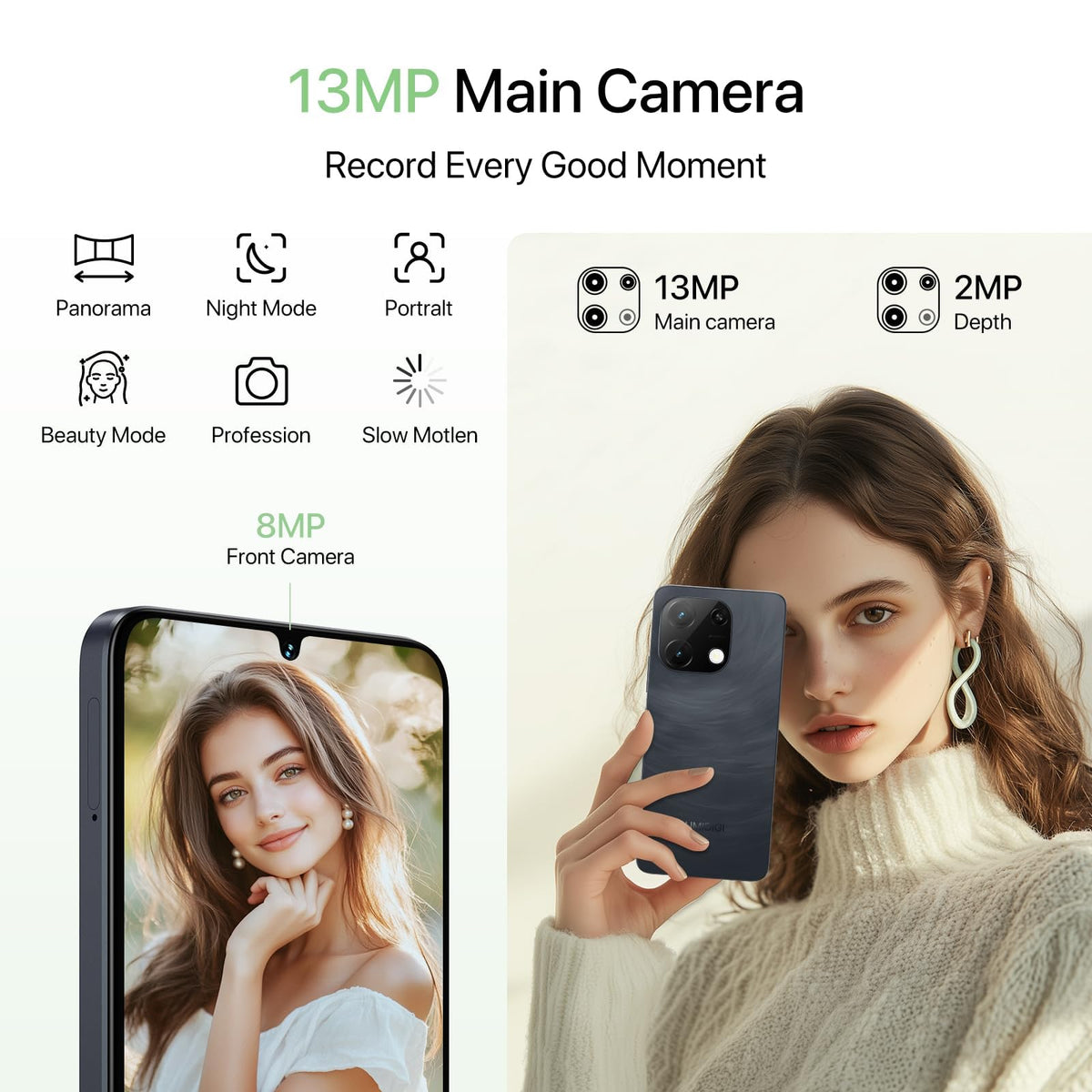 Unlocked Android 14 Smartphone 256GB Octa-Core 6.75" HD+ 5000mAh 4G Dual SIM W67157