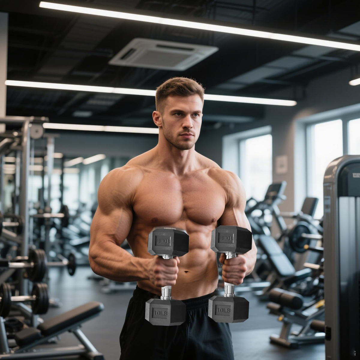 15 lb-550 lb Rubber Hex Dumbbell Set T692