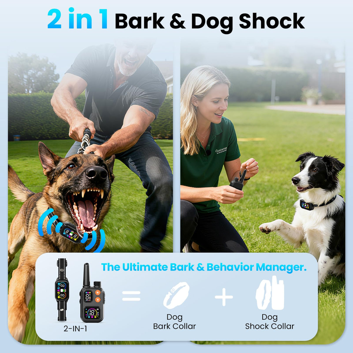 2-in-1 Dog Bark Collar with Remote, 3 Modes, IP67 Waterproof Z846375