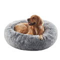 36 inches Faux Fur Fluffy Donut Dog Bed Dark Grey E4233