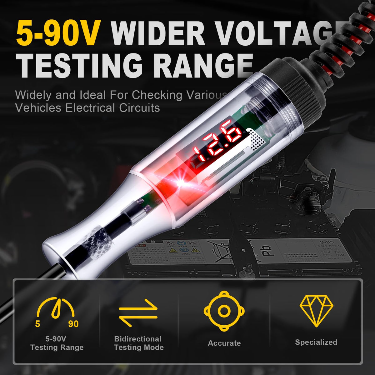 5-90V Digital LED Circuit Tester with Voltage Display H901770