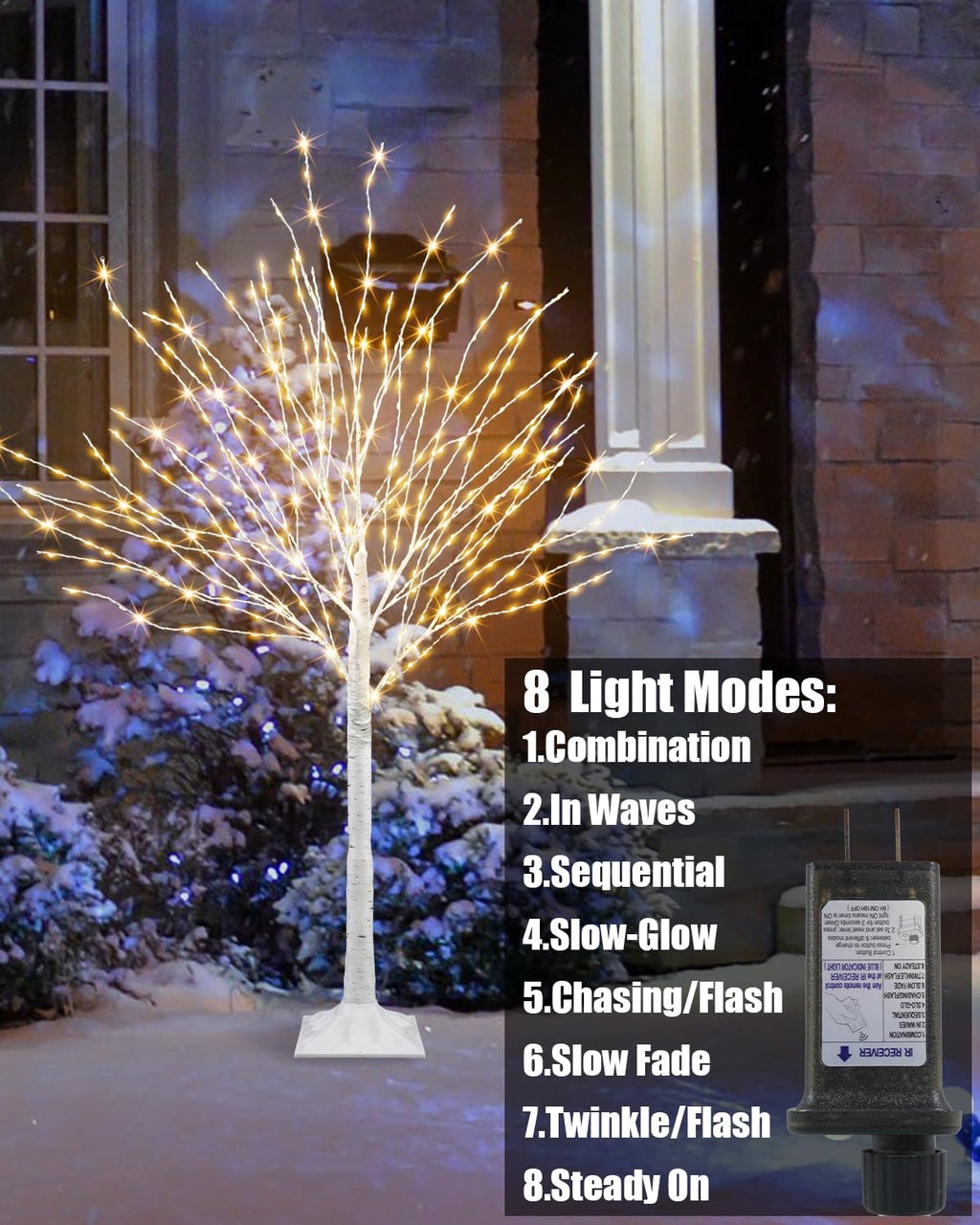 4 FT Lighted Artificial White Birch Tree with 432 LED Timer C505