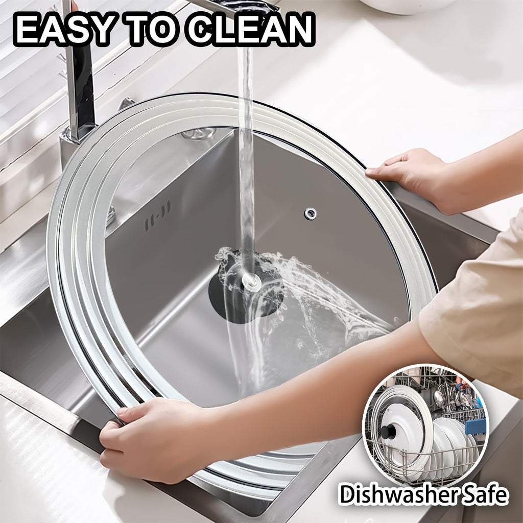 13 Inch Stainless Steel and Tempered Glass Pan Lid Q207