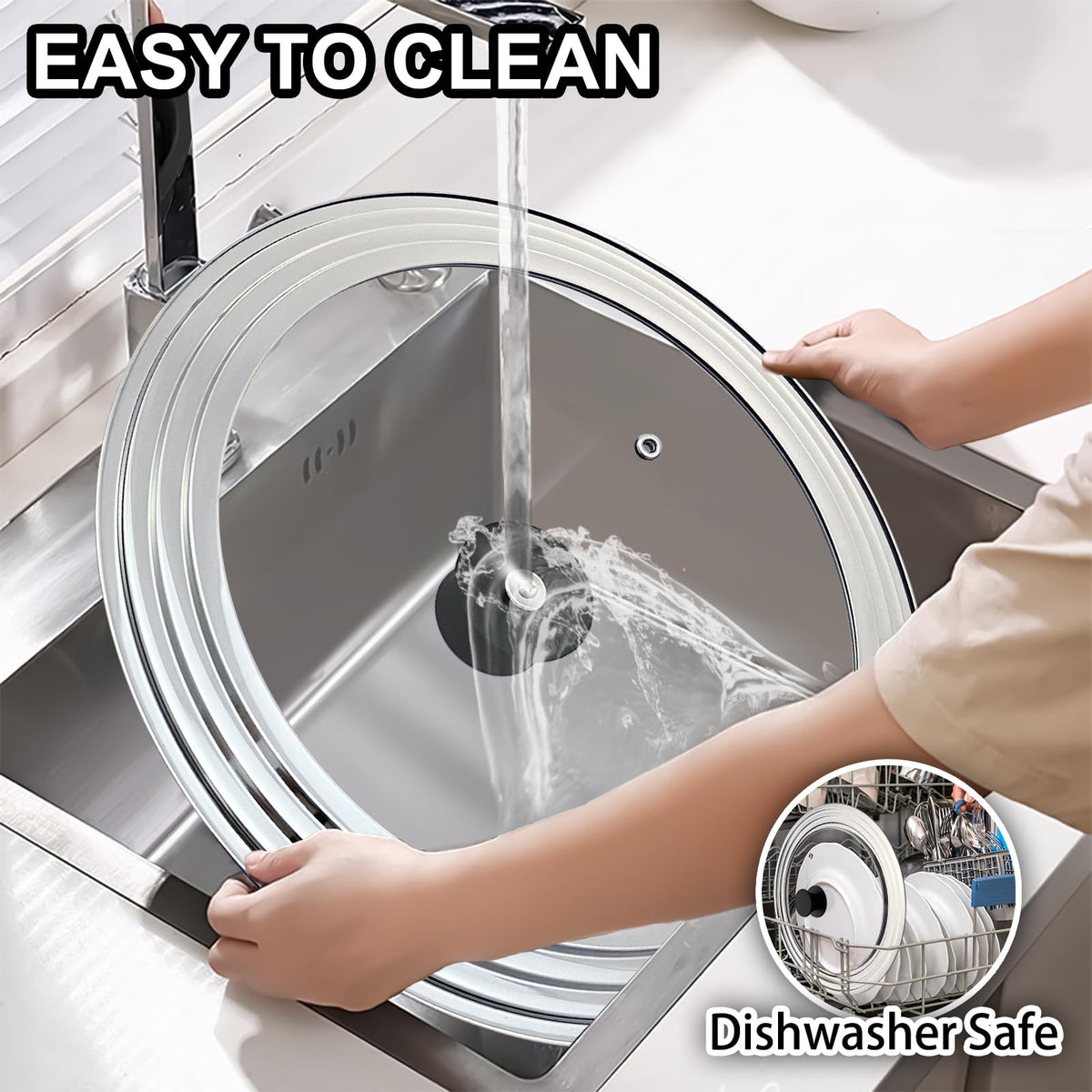 13 Inch Stainless Steel and Tempered Glass Pan Lid Q207