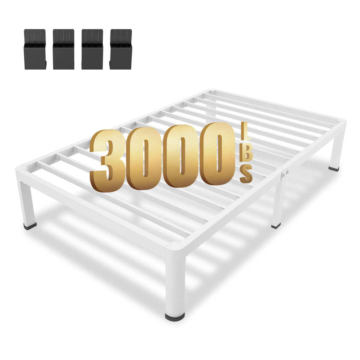 14 Inch Twin Metal Platform Bed Frame White I940