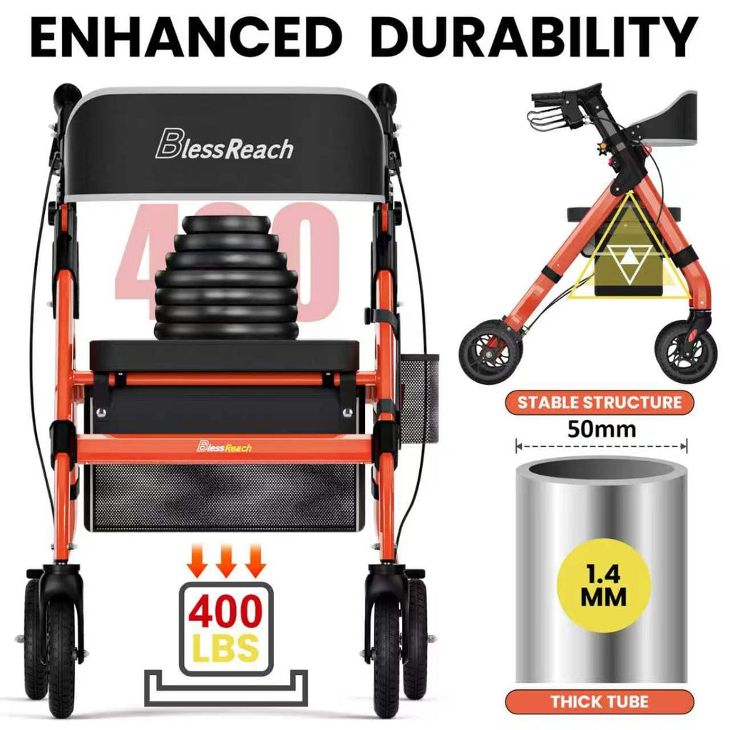 Foldable Heavy-Duty Rollator Walkers with Seat Q704109