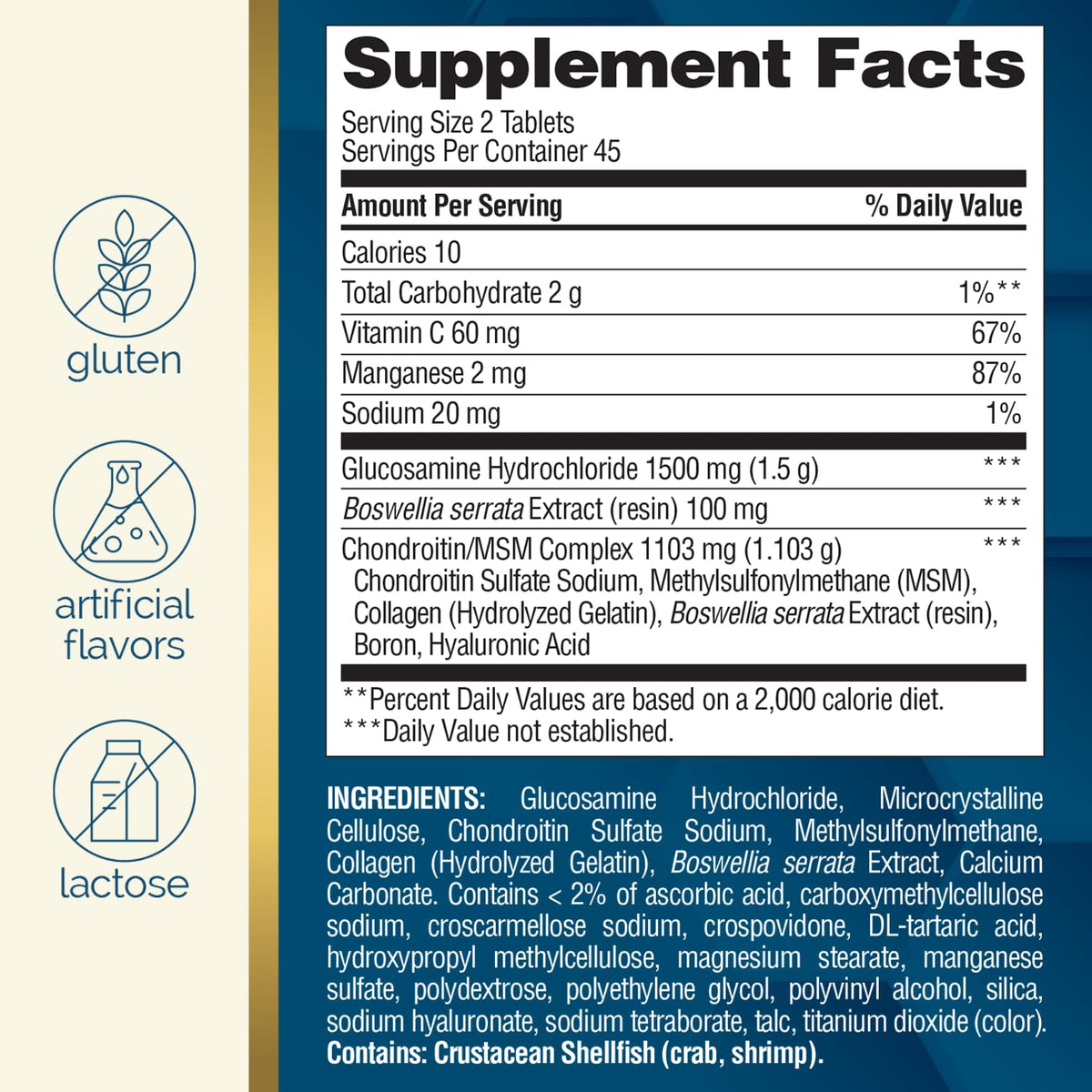 Triple Strength Glucosamine Chondroitin MSM 90 Tablets A9778
