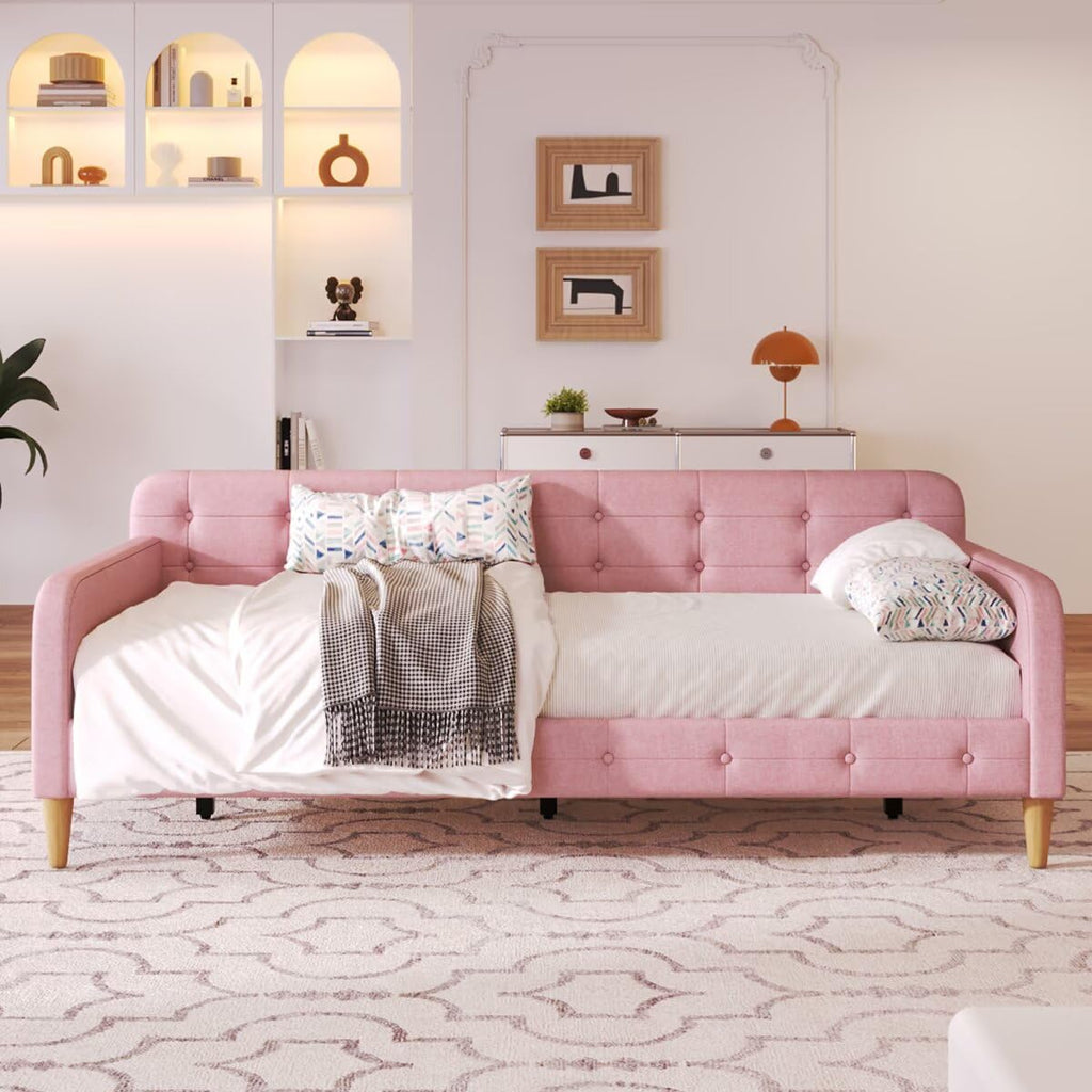 Pink Twin Size Upholstered Daybed J380495
