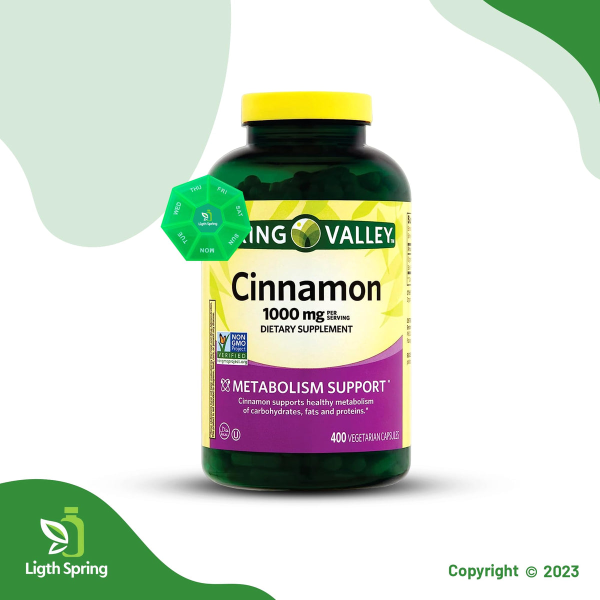 Cinnamon 1000mg Dietary Supplement Capsules, 400 Count L4183
