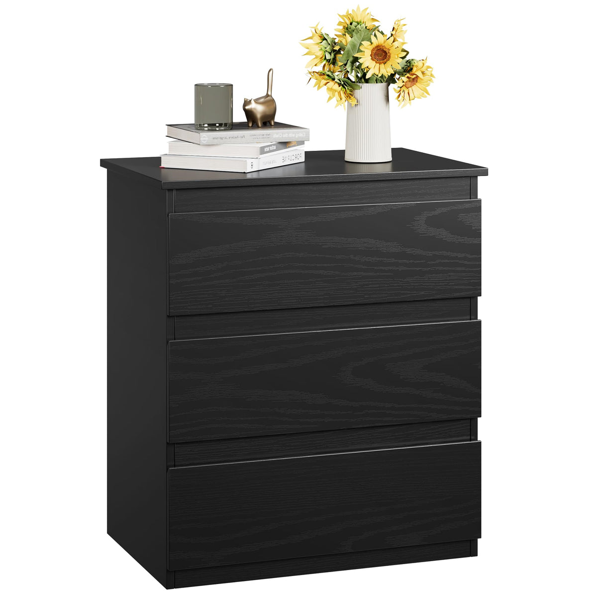Black 3 Drawer Nightstand R615081