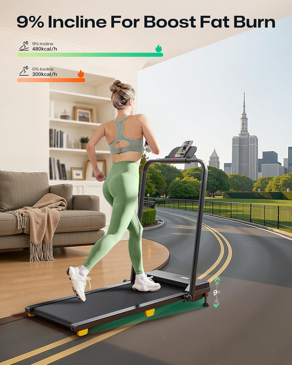 Manual Incline 2.5HP Portable Walking Treadmill Y656