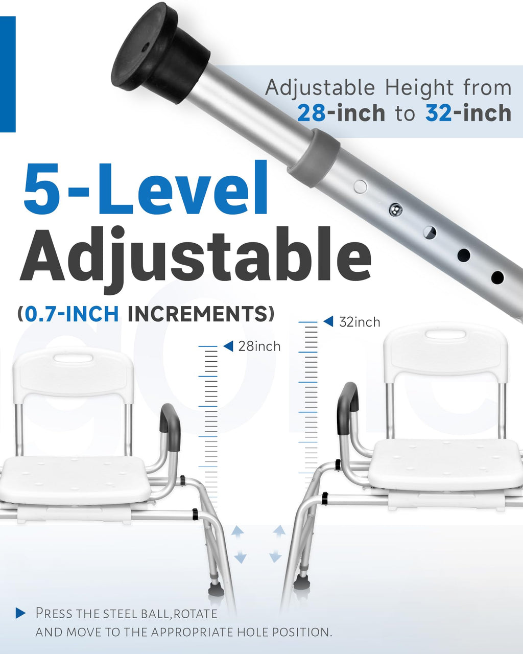 Sliding Shower Chair with 360⁰ Swivel Seat P298144