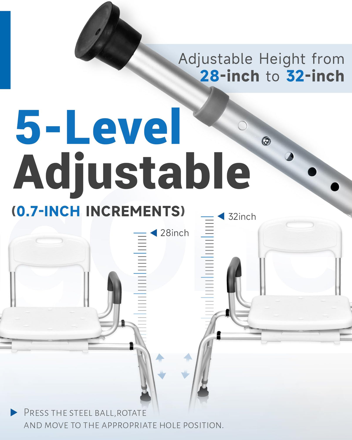 Sliding Shower Chair with 360⁰ Swivel Seat P298144