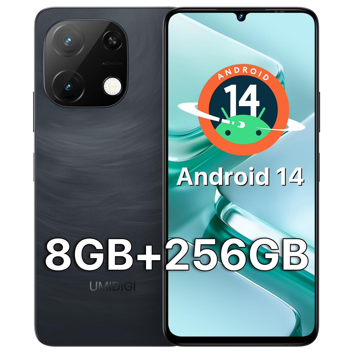 Unlocked Android 14 Smartphone 256GB Octa-Core 6.75" HD+ 5000mAh 4G Dual SIM W67157