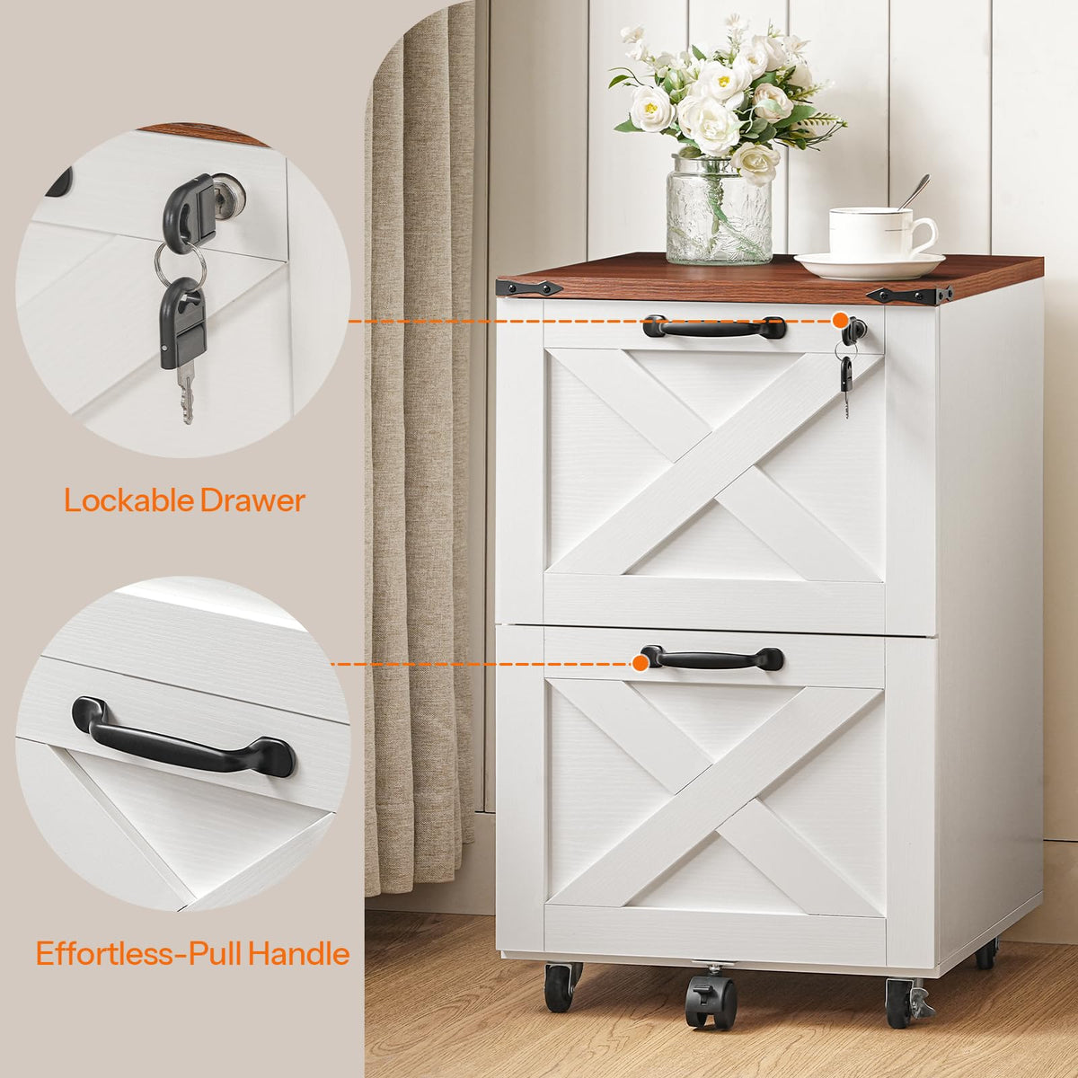 2 Drawer Locking Wood File Cabinet I6607