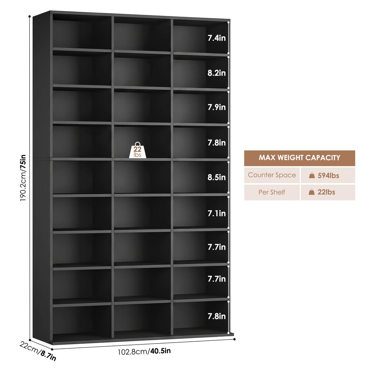 75'' H Black 27 Cube Bookshelf O4790