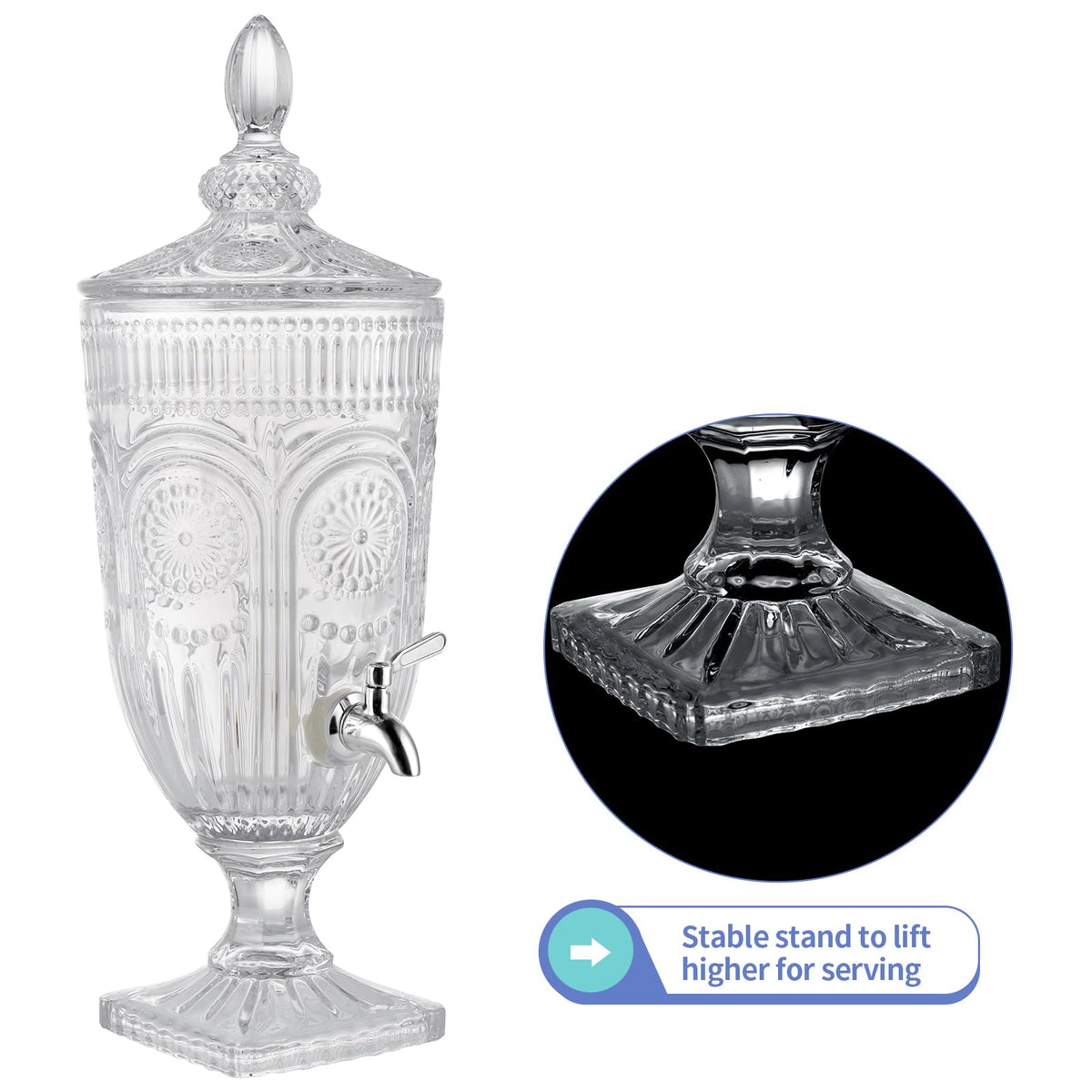 0.8 Gallon Glass Beverage Dispenser with Stainless Steel Spigot Z7948