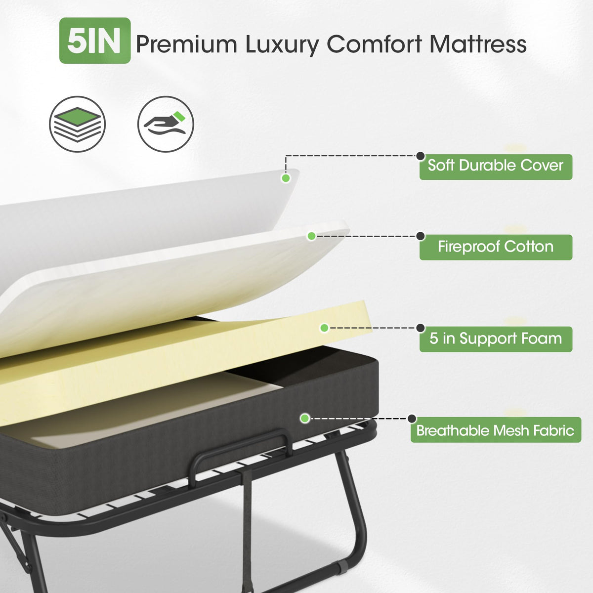 75" × 31" Folding Bed with Mattress T39899