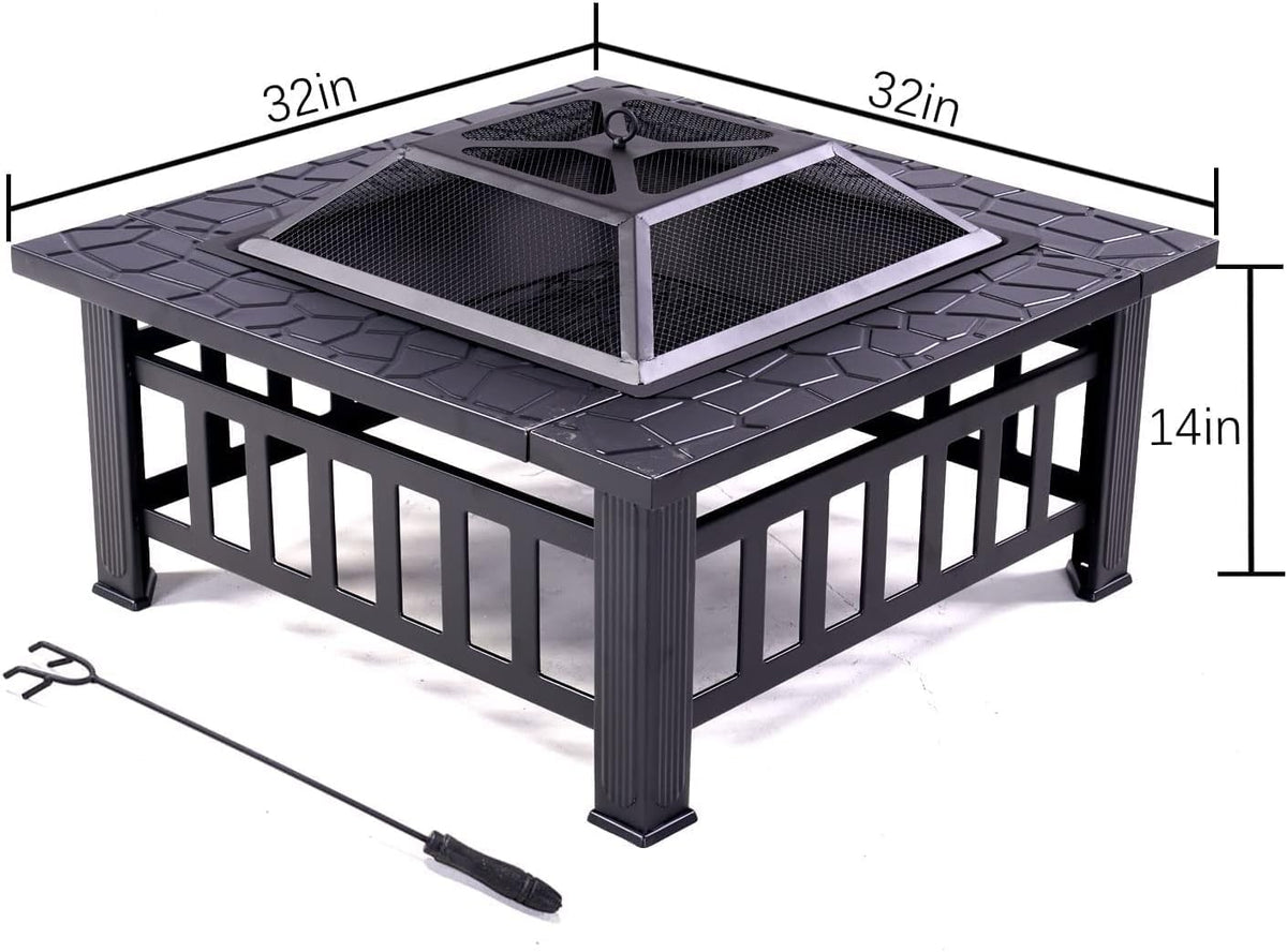 32'' Black Wood Burning Outdoor Fire Pit Z590109