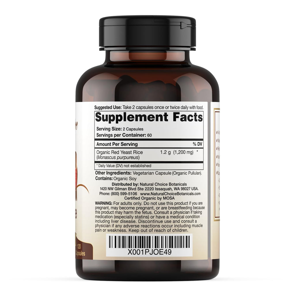 Organic Red Yeast Rice Supplement, 120 Capsules H78408
