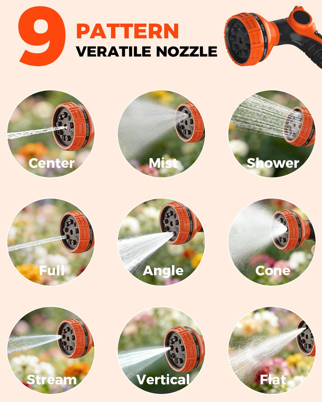 Retractable Garden Hose Reel 100 ft 1/2 Inch with 3-Layer PVC Hose V173