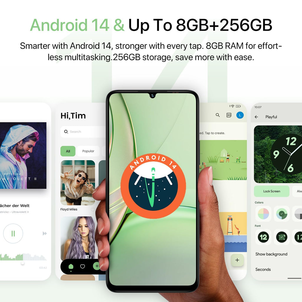Unlocked Android 14 Smartphone 256GB Octa-Core 6.75" HD+ 5000mAh 4G Dual SIM W67157
