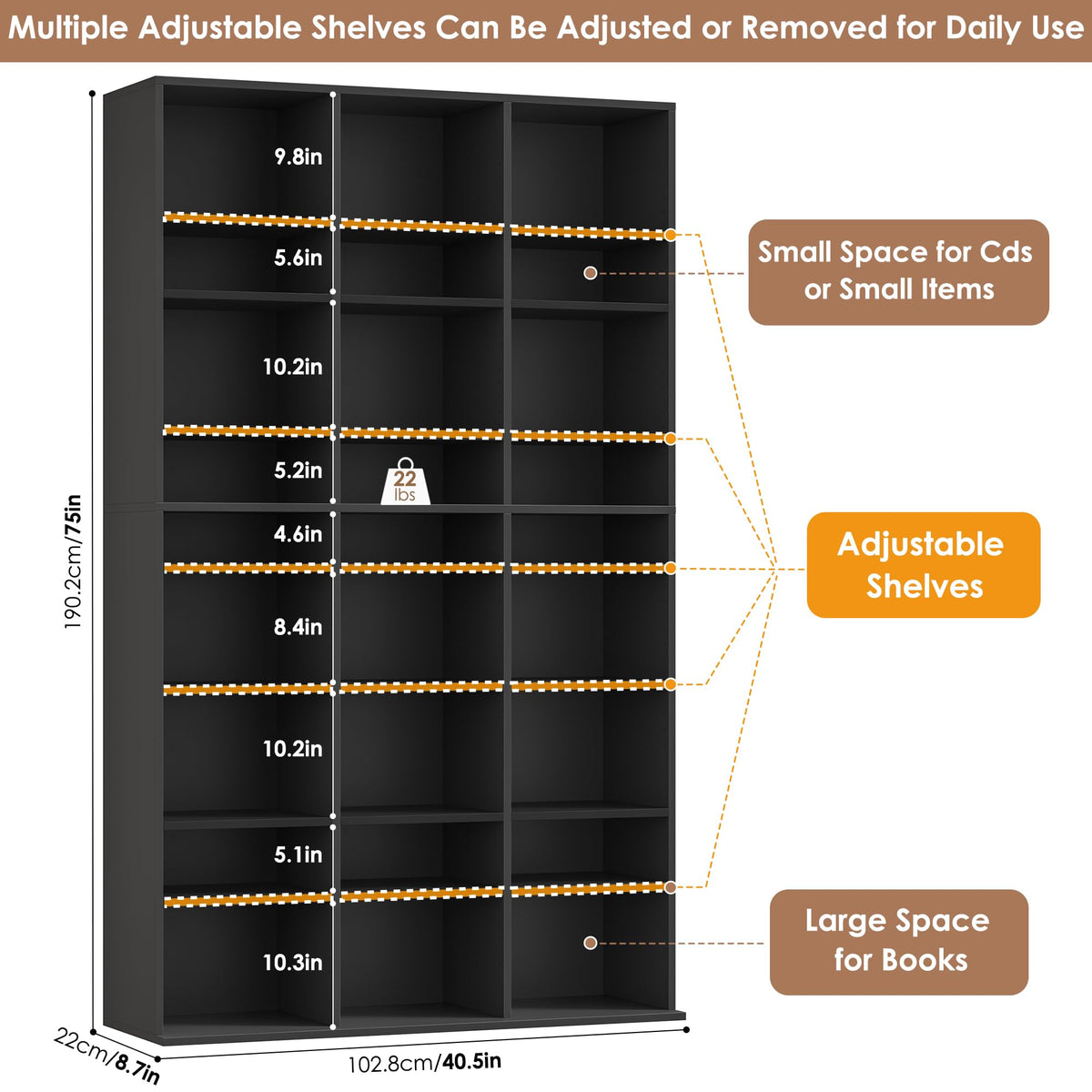 75'' H Black 27 Cube Bookshelf O4790
