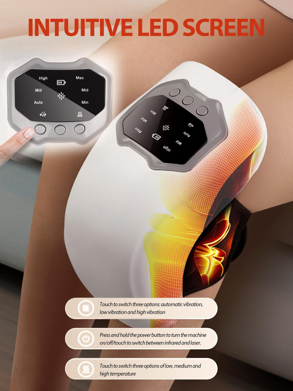 Cordless Portable Knee Massager with 3 Vibration Modes C17802