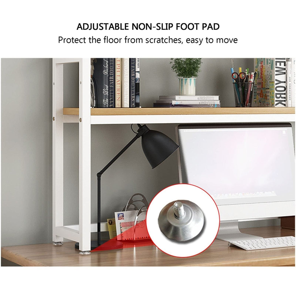 White Wood and Metal Desktop Bookcase I66581