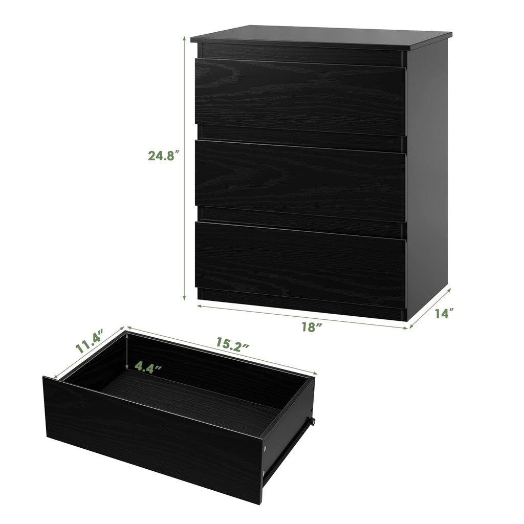 Black 3 Drawer Nightstand R615081