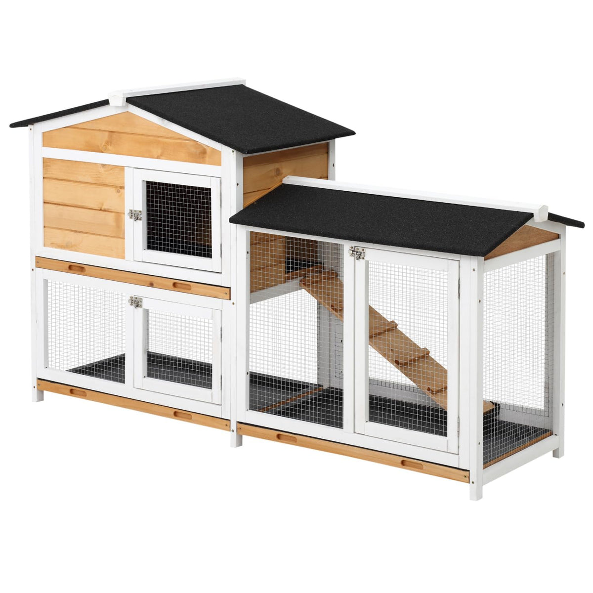 2-Story Wooden Rabbit Hutch with Ramp N860437
