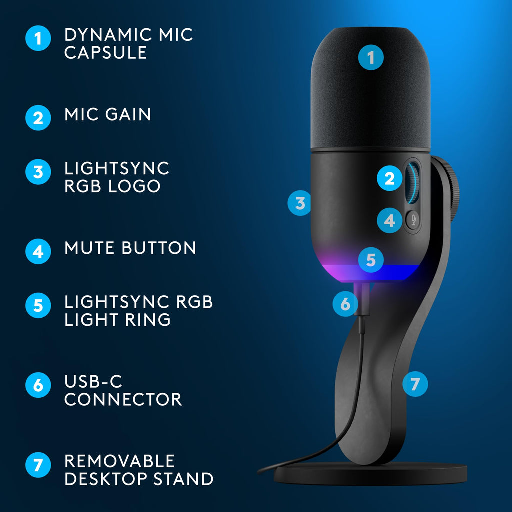 Black USB Dynamic Gaming Microphone S4641