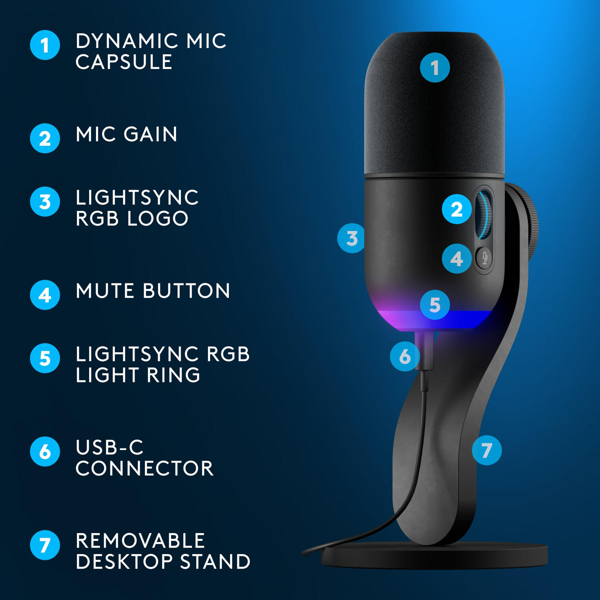 Black USB Dynamic Gaming Microphone S4641