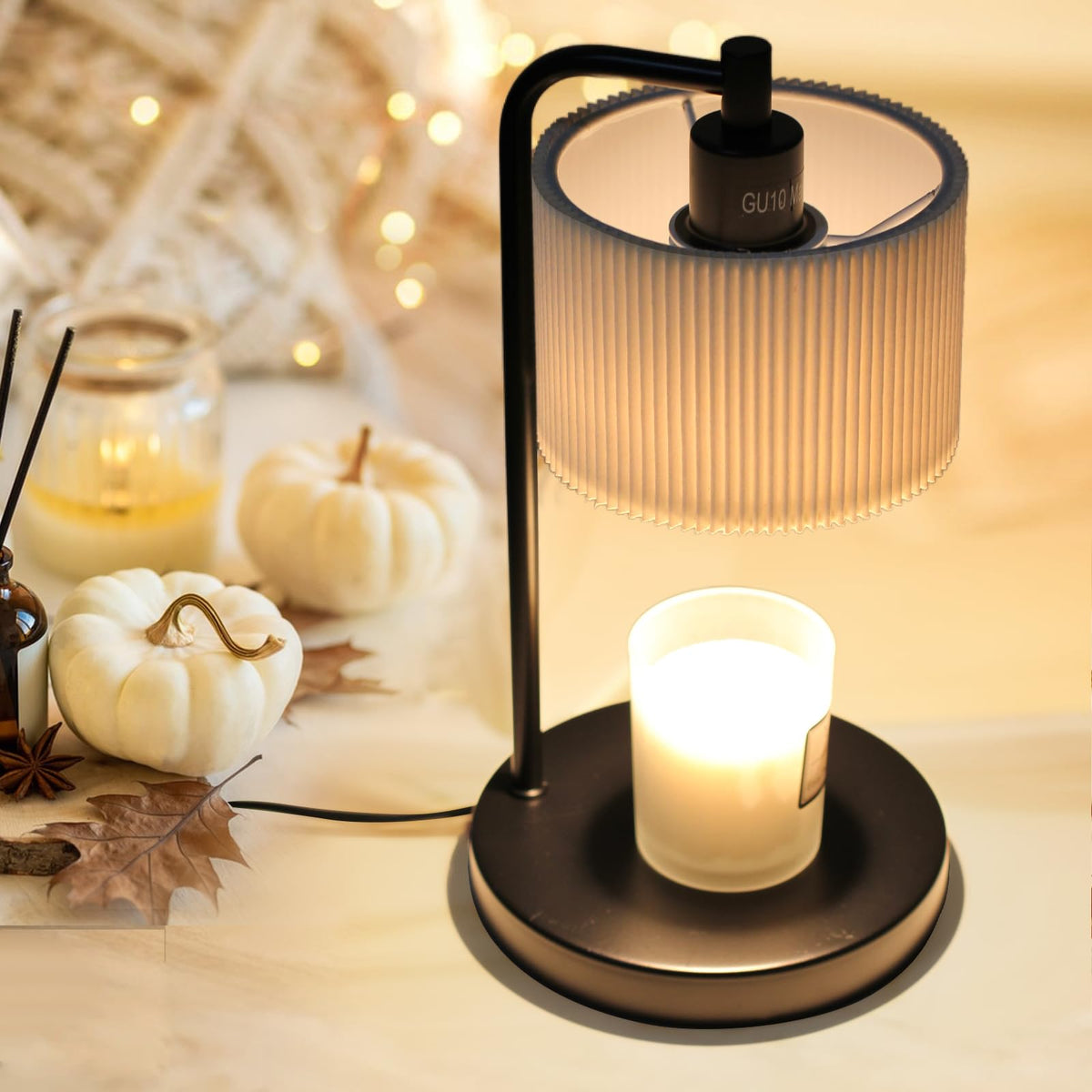 Dimmable Candle Warmer Lamp with Timer and Bulbs Black T3299