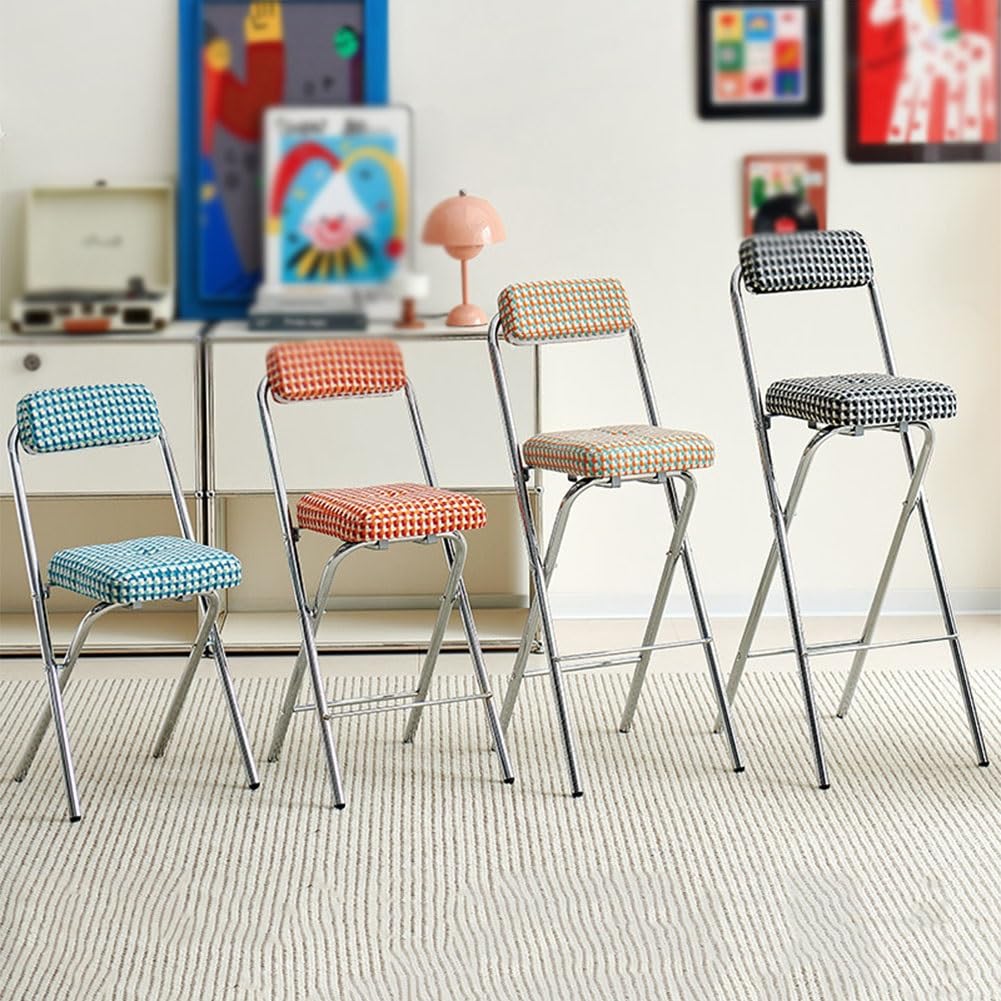 Cushioned Folding Bar Stool with Backrest Y9833