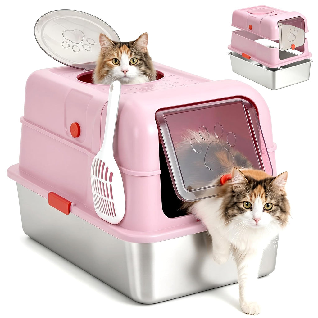 Fully Enclosed Stainless Steel Cat Litter Box with Lid X9318