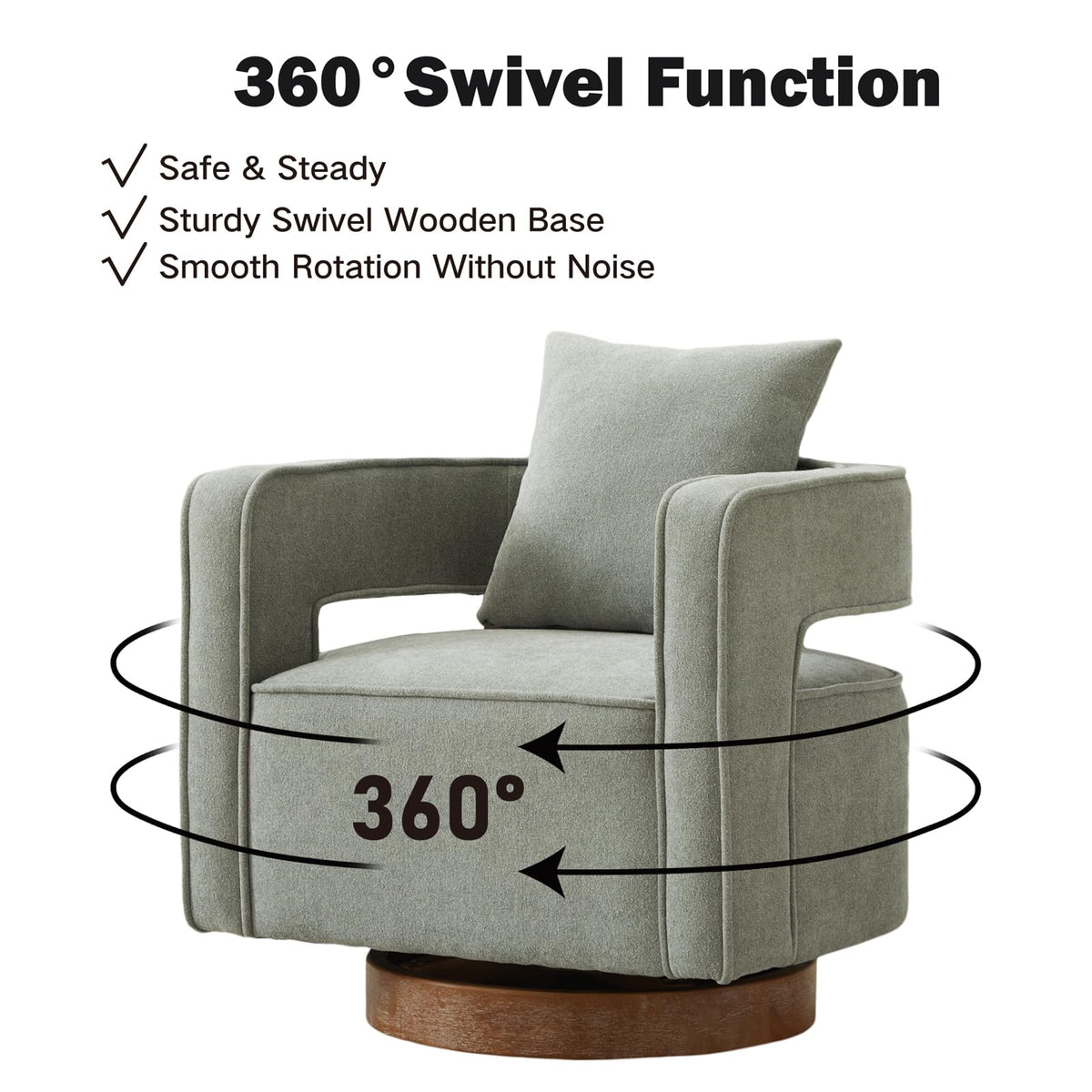Green Linen Swivel Accent Barrel Chair Set of 2 with Solid Wood Base W4804