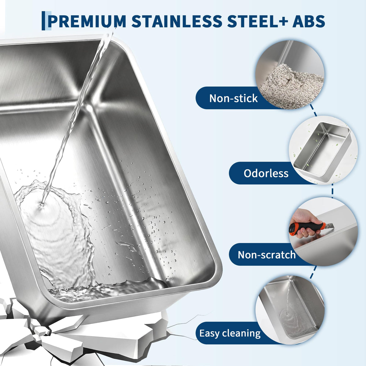 Fully Enclosed Stainless Steel Cat Litter Box with Lid X9318