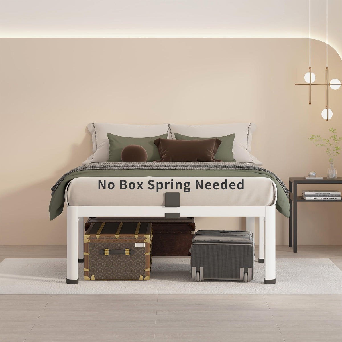 14 Inch Twin Metal Platform Bed Frame White I940