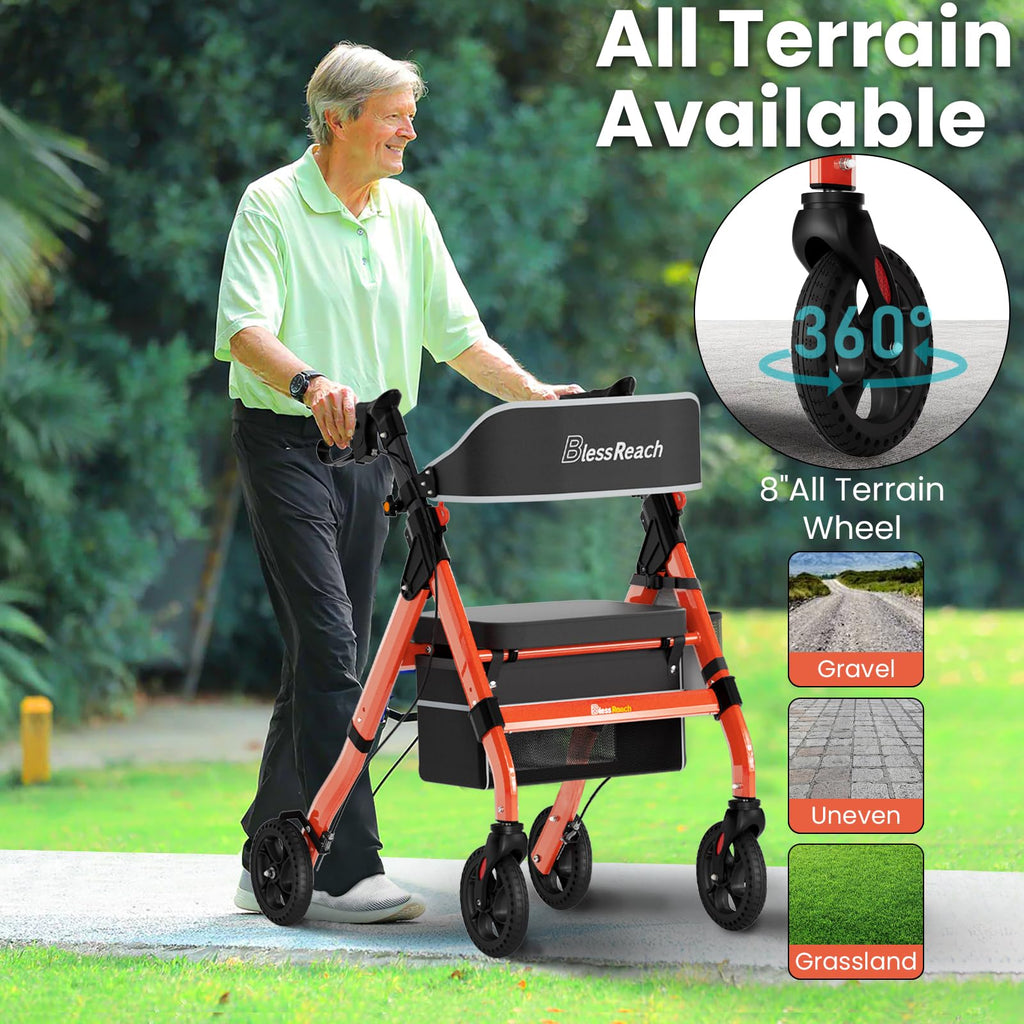 Foldable Heavy-Duty Rollator Walkers with Seat Q704109