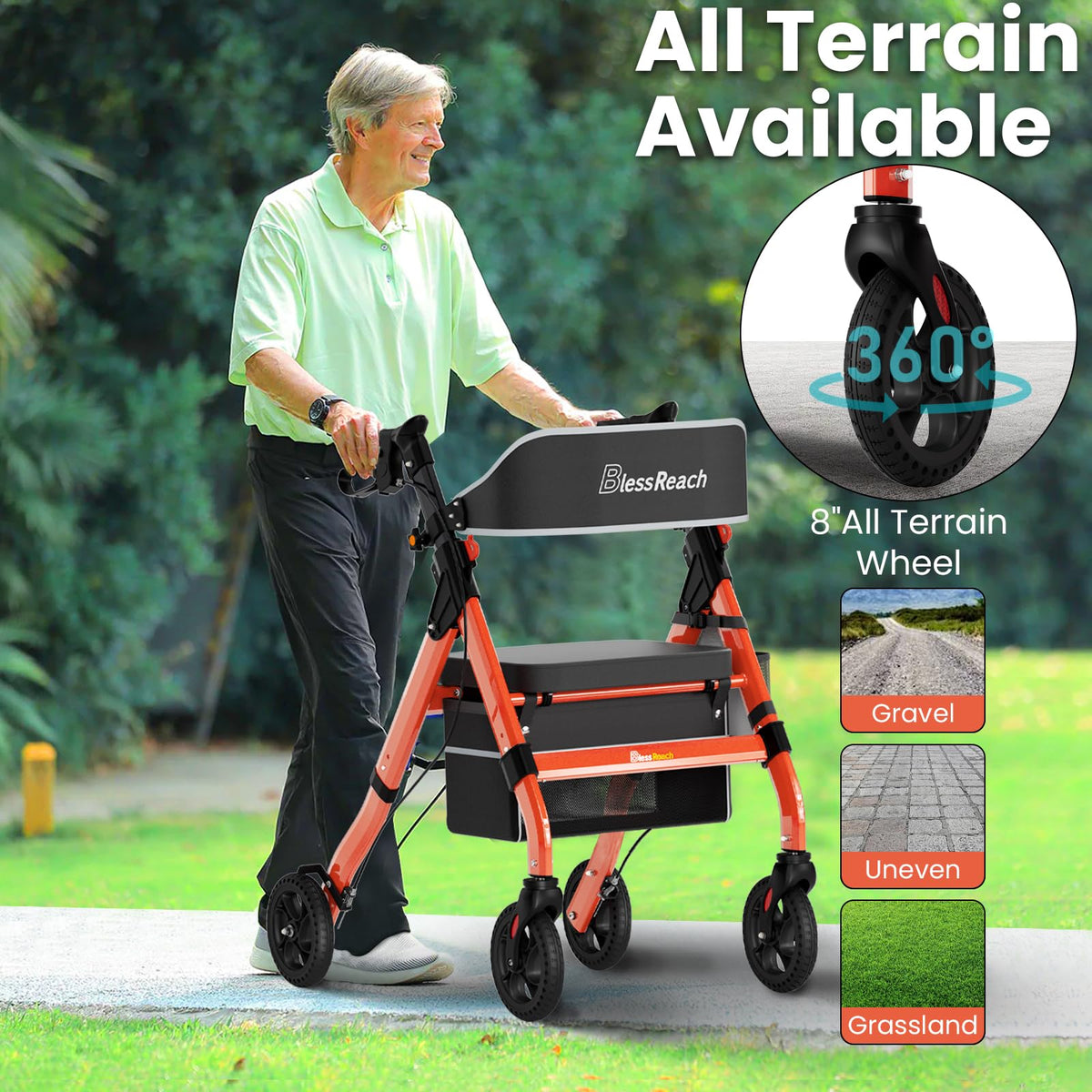 Foldable Heavy-Duty Rollator Walkers with Seat Q704109