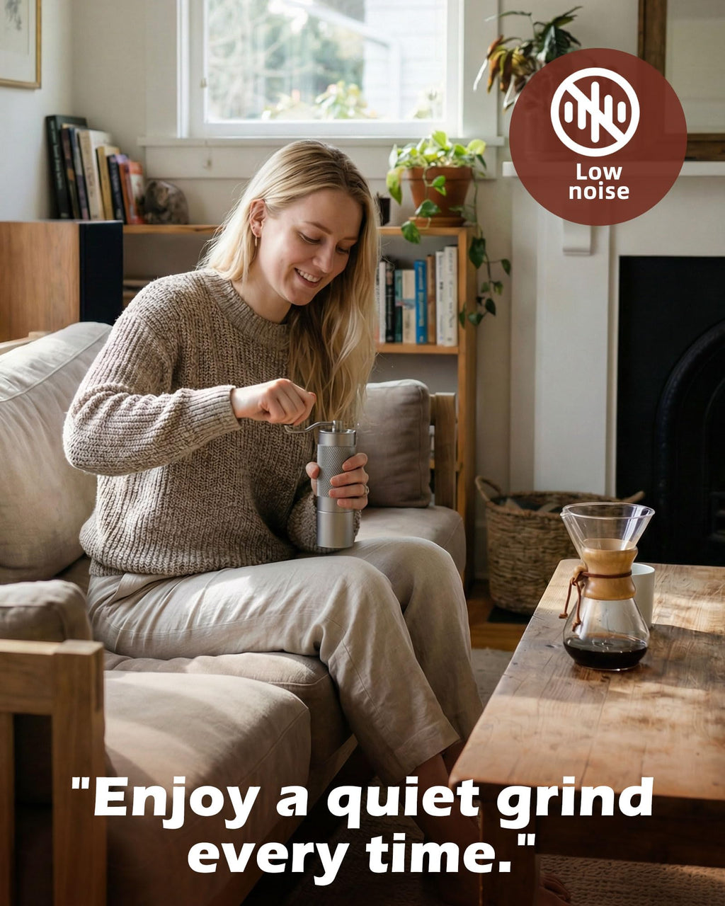 Manual Stainless Steel Conical Burr Coffee Grinder with Adjustable Settings E341342