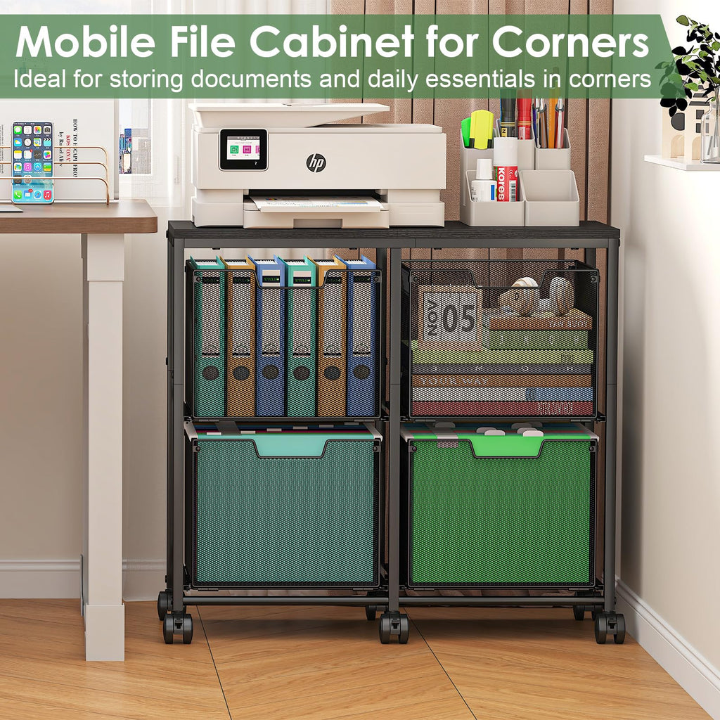Black 4 Drawer Mobile File Cabinet O270345