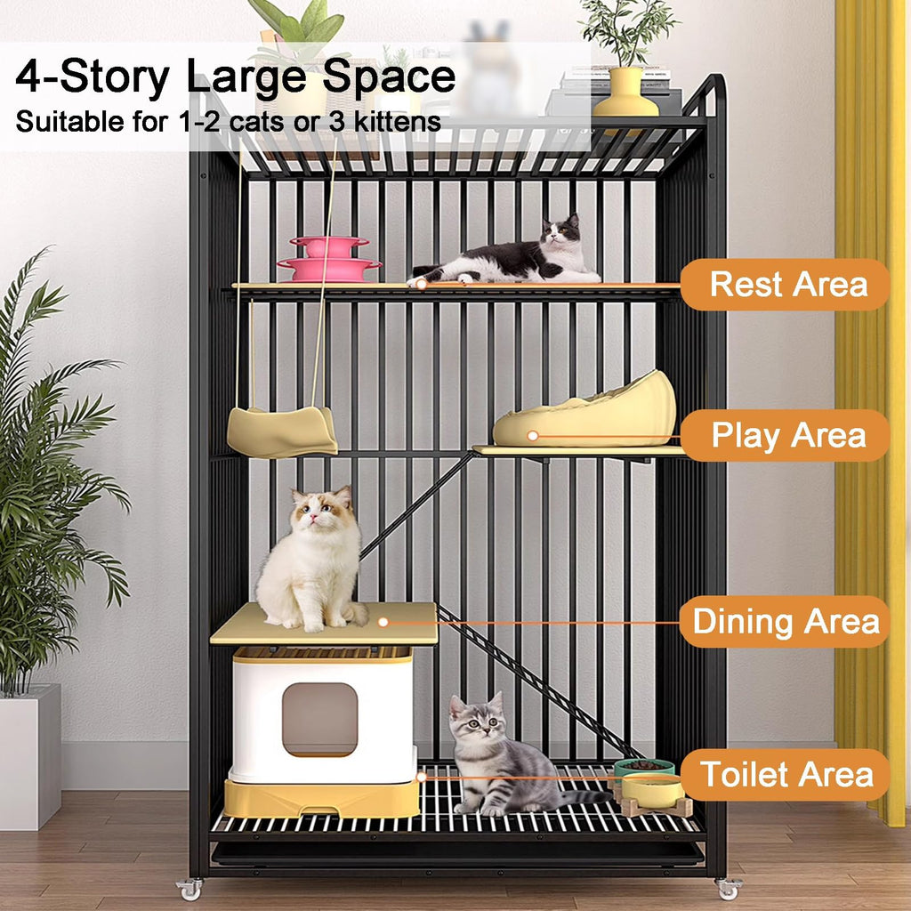 High Carbon Steel 4-Tier Cat Kennel P35613