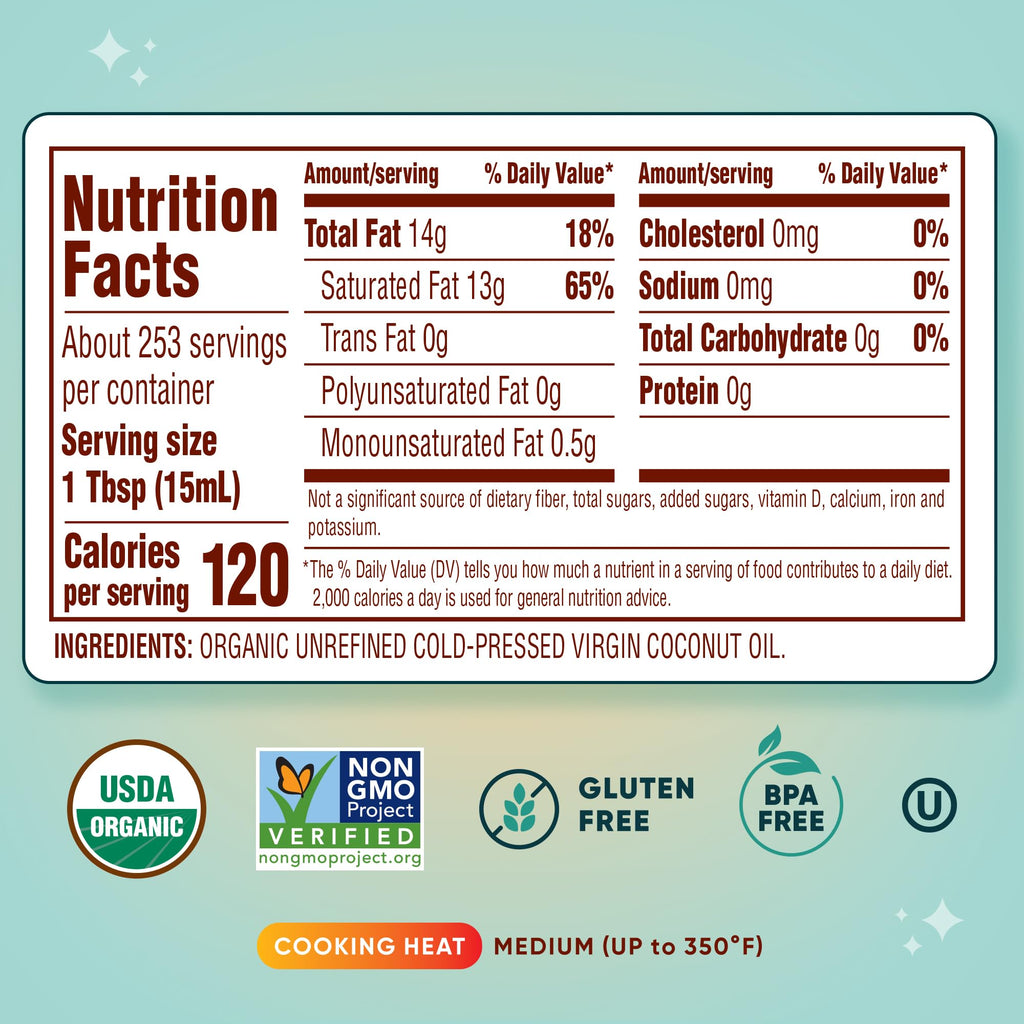 Organic Cold-Pressed Virgin Coconut Oil, 1 Gallon Y84734