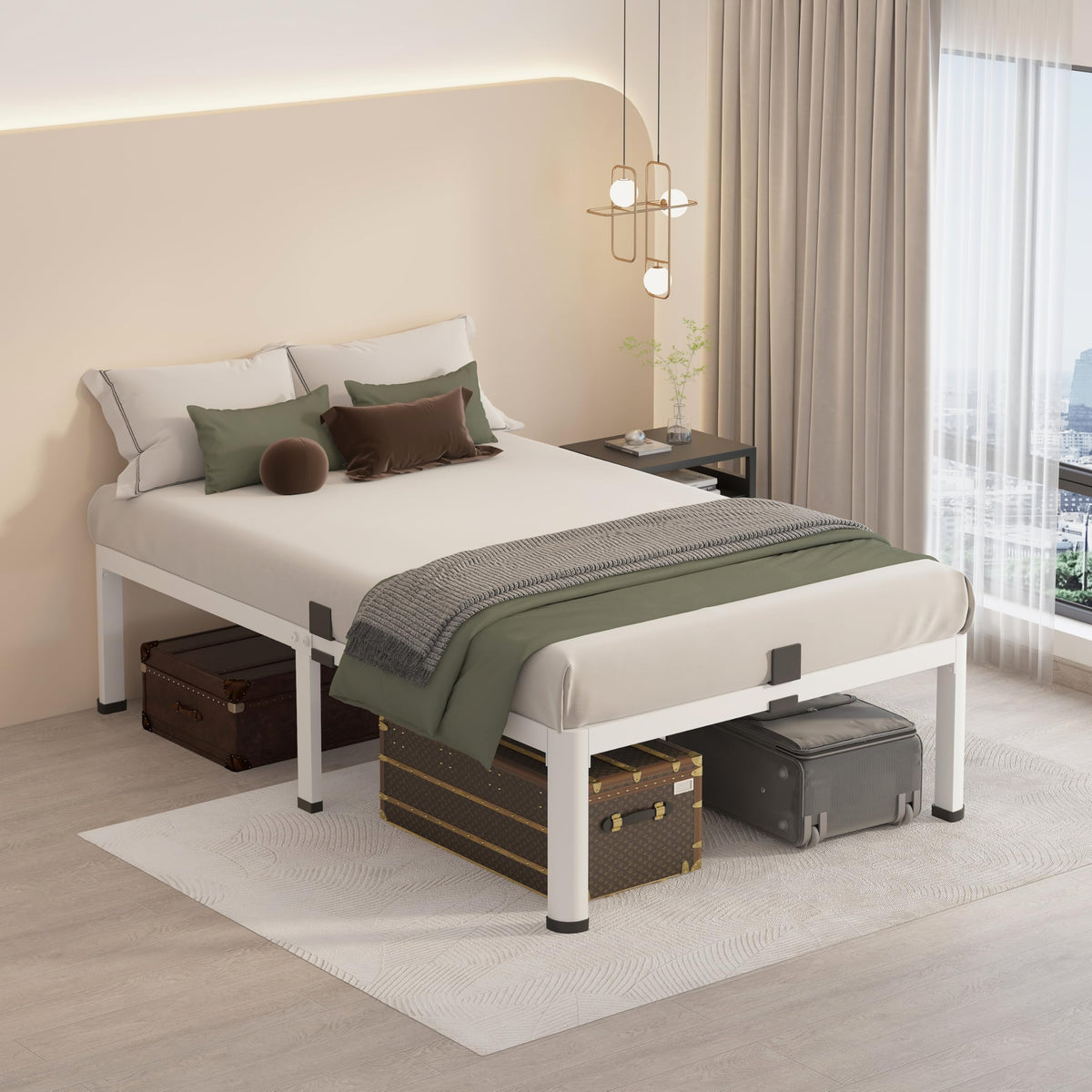 14 Inch Twin Metal Platform Bed Frame White I940