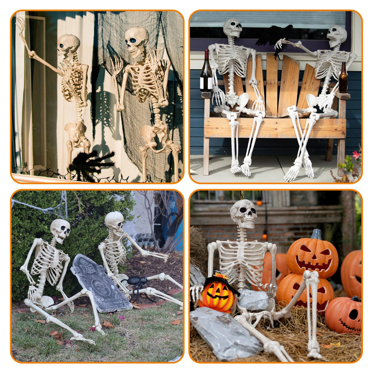 6 Pack Halloween Skeletons 3 5.4ft 3 3ft Y583