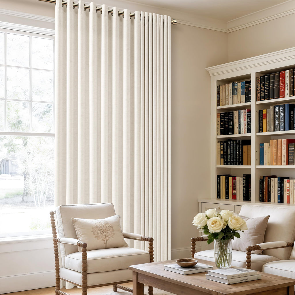 Linen 100 Inch Wide 84 Inch Length Ivory Curtains O46837